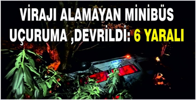 Virajı alamayan minibüs uçuruma devrildi: 6 yaralı